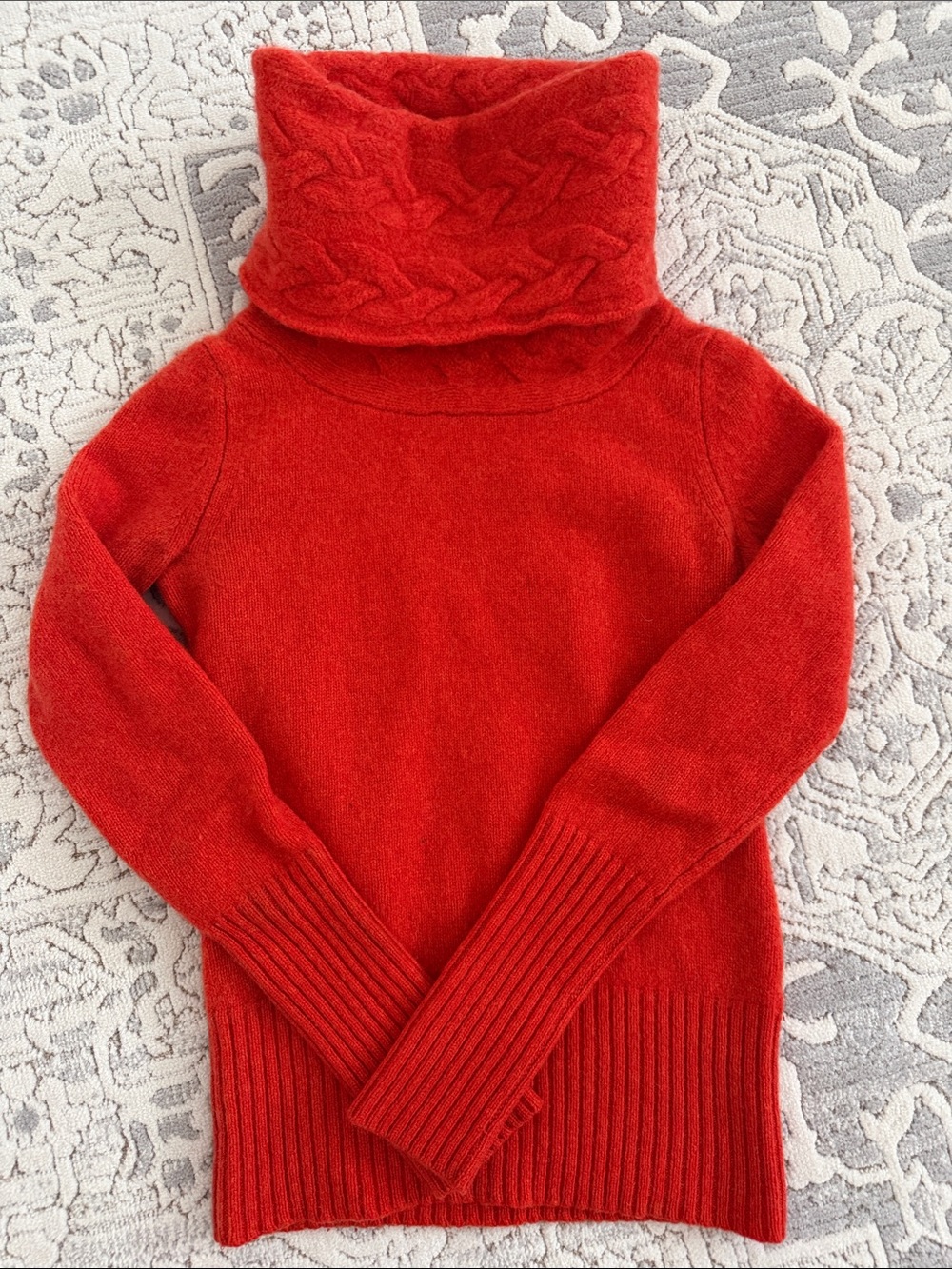 Banana Republic orange Cable-Detail Cowl Turtleneck Sweater